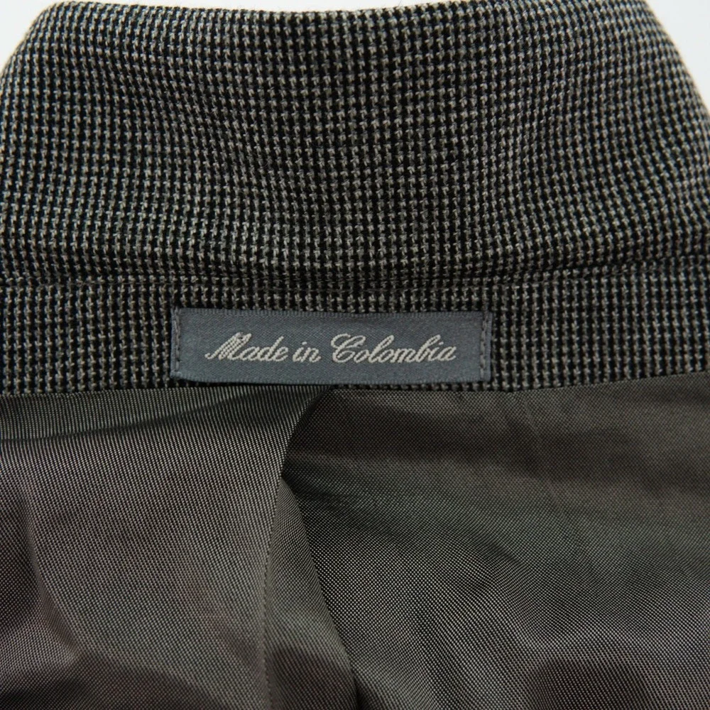 Oscar De La Renta Soft Tweed Wool Gray Black Check Sport Coat 42R Tagged 43R